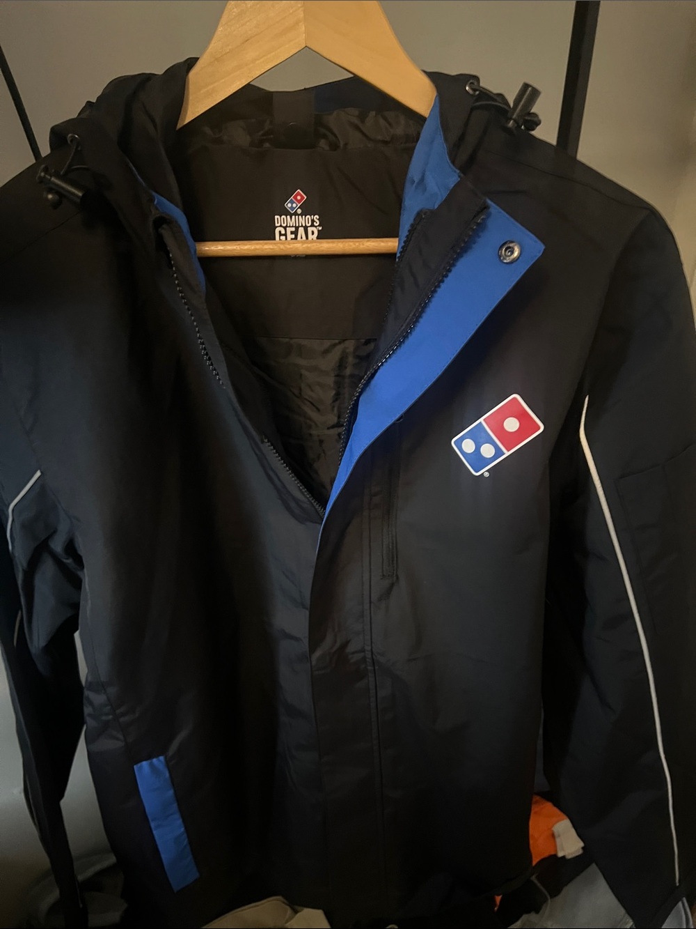 Domino's Gear Men's Black and Blue Waterproof Work Raincoat